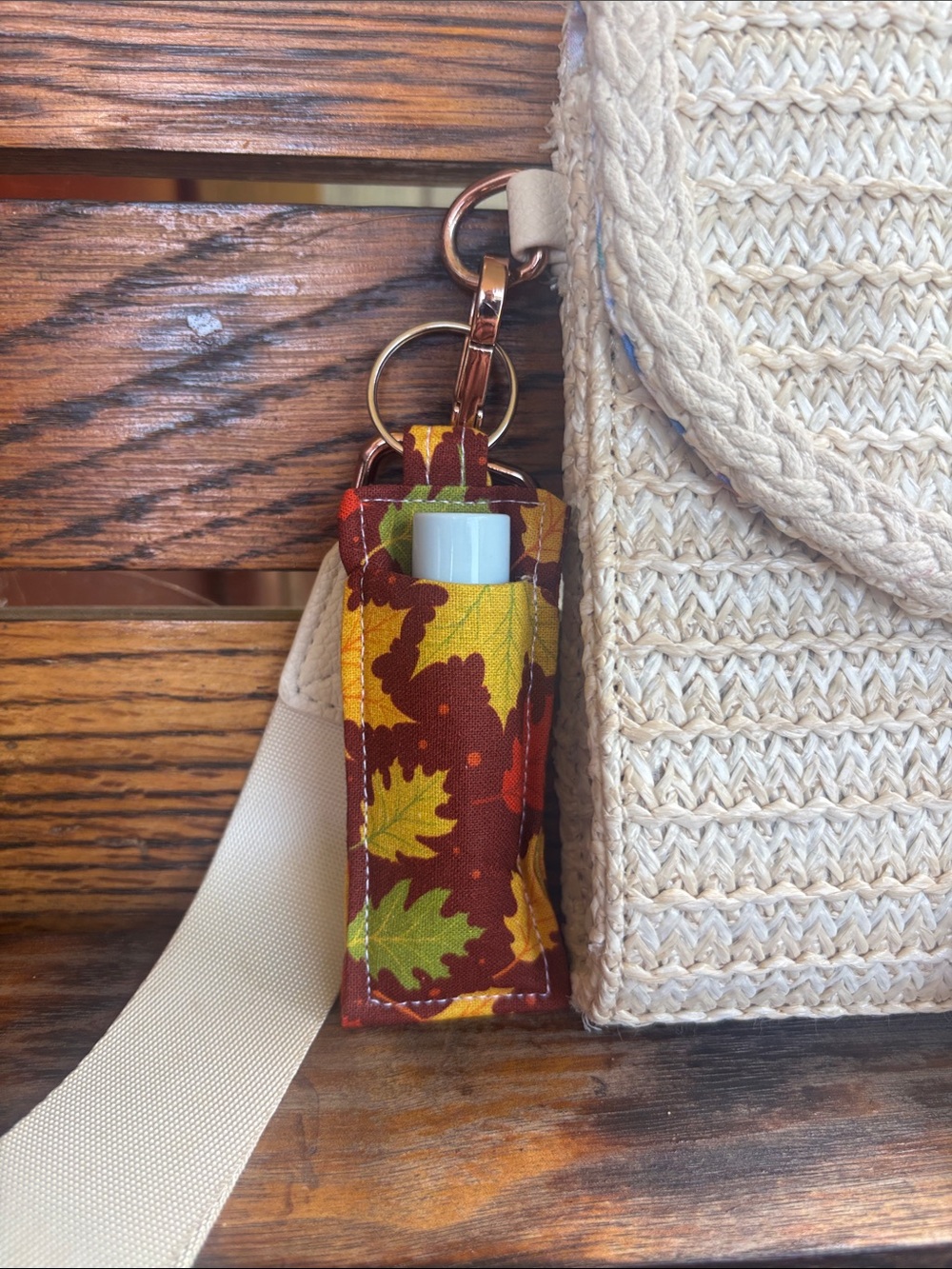 Fall Leaf Keychain Chapstick Holder